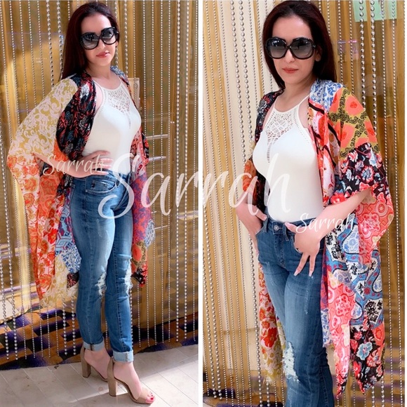 Last 1 ! New Boho Floral Kimono Cardigan - Picture 4 of 6